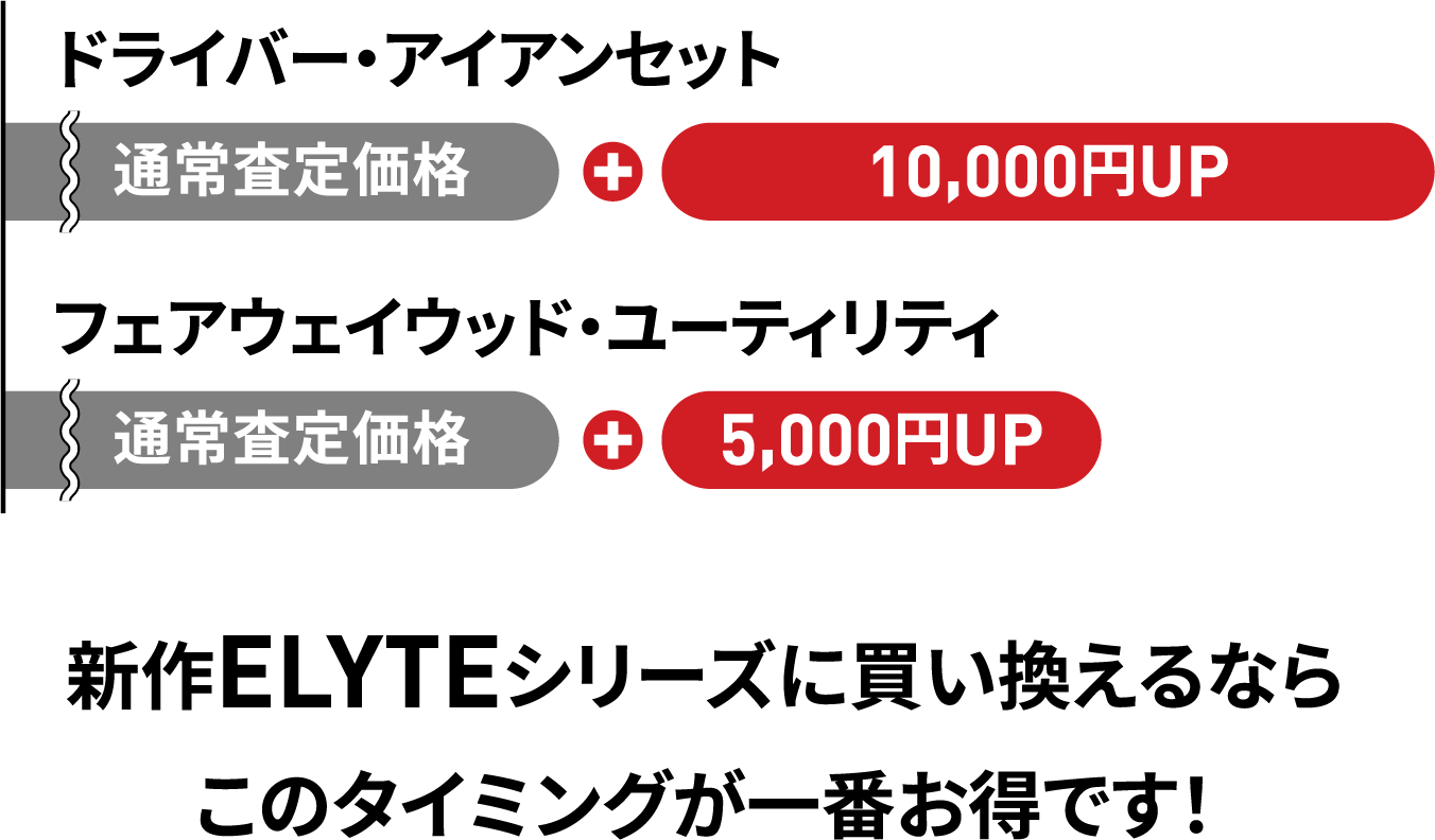 フェアウェイウッド・ユーティリティ 通常査定価格+5,000円UP
